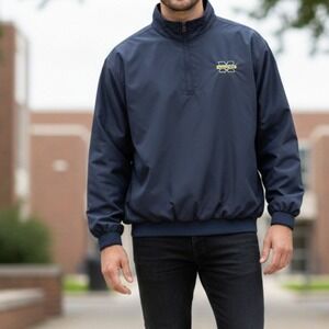 Affinity Michigan Wolverines Windbreaker Pullover Navy Blue Mens Large NCAA Logo